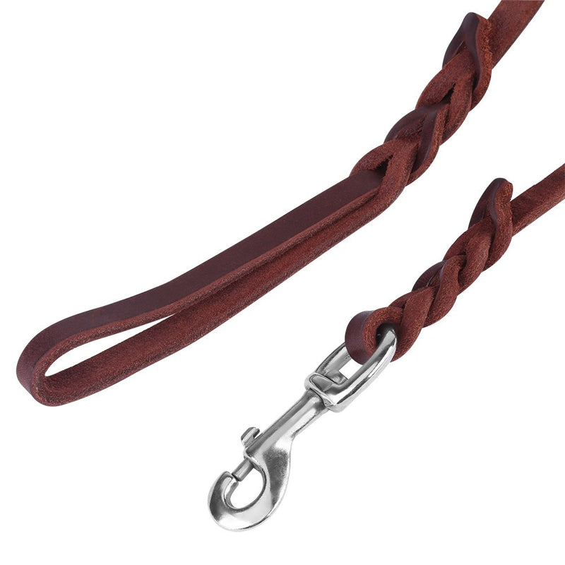 Dog Lead Leash, Pet Dog Lead Leash Safety Rope Leather Belt For Walking Running Training(1.6m) - PawsPlanet Australia