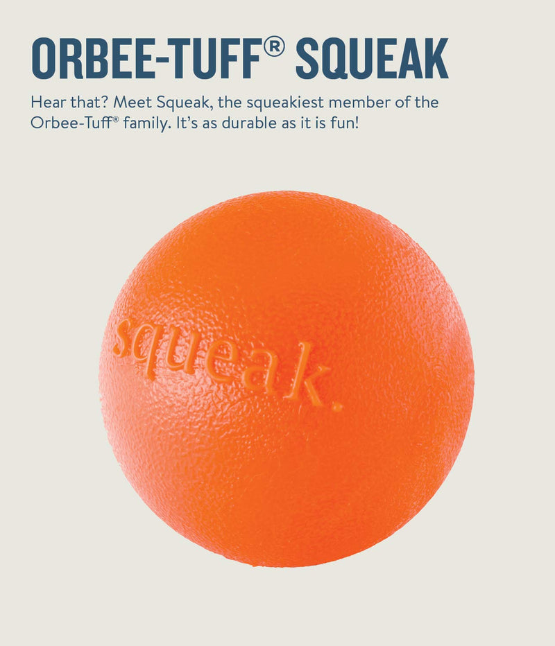 Planet Dog Orbee-Tuff Squeak Ball Orange Dog Fetch Toy Medium - PawsPlanet Australia