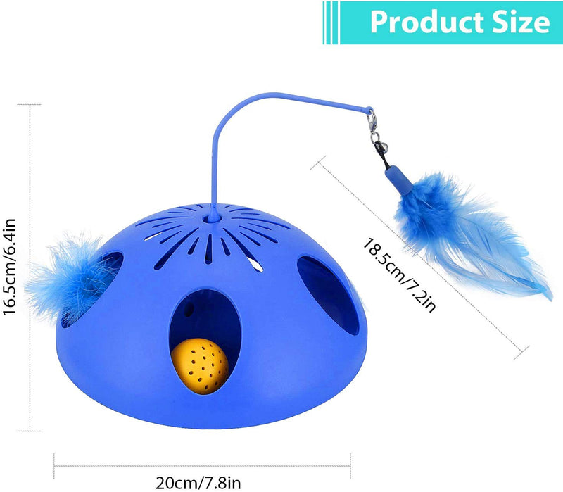[Australia] - WINGPET Interactive Cat Toys 2 Speed Mode - Electronic Battery Operated Smart Automatic Motion Cat Toy, Spinning Feather Ball Track Puzzle Cat Toy - Exerciser Entertainment Hunting for Kitty Pet BLUE 