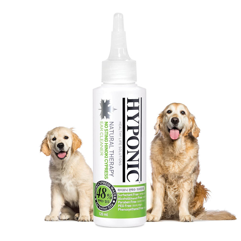 HYPONIC No-Sting Hinoki Cypress Ear Cleaner for All Dogs | All natural, safe and non-toxic, sulfate and paraben free Fragrance free 120ml - PawsPlanet Australia