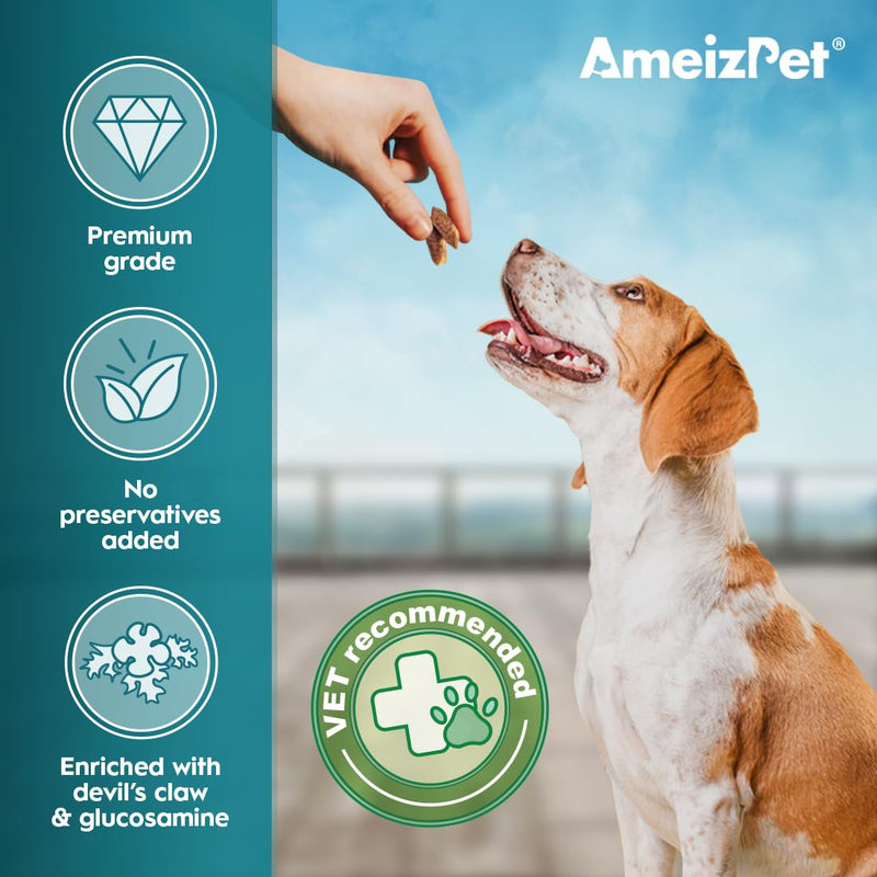 AmeizPet Dry Food Tasty Dog Biscuits, Hip and Joint Care Joint Supplements for Dogs, Pet Joint Chew Snacks for Puppies and Senior Dogs 75g (2.6 oz) Healthy Joints - PawsPlanet Australia