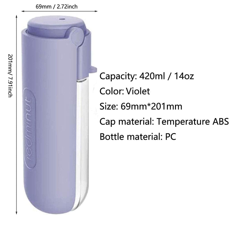 X-zoo Bottle for Dog, Portable Water Bottles for Dogs Foldable Pet Water Dispenser Water Food, Dog Bowl for Travel Outdoor Drinking, (Violet, 420ml) Violet - PawsPlanet Australia