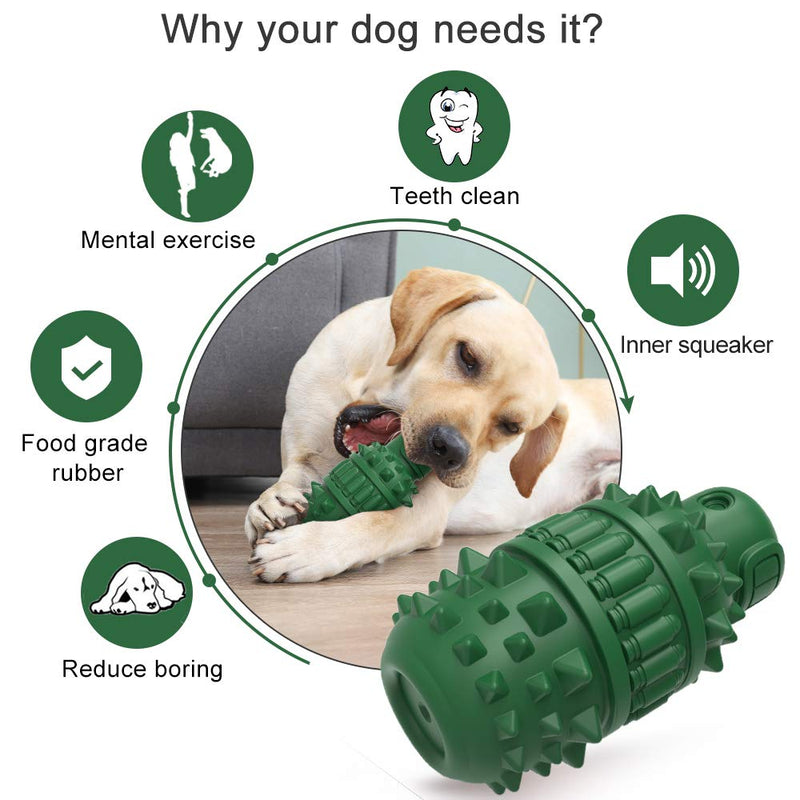 Dog Toys, HETOO Indestructible Squeaky Dog Chew Toy For Aggressive Chewers Large Medium Breed Dog Teeth Cleaning Green - PawsPlanet Australia