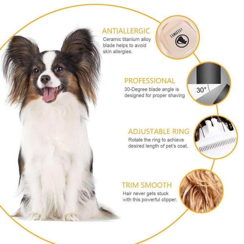 Dog Clippers Cordless Dog Grooming Kit Professional Horse Clippers Detachable Blade with 4 Comb Guides，Low Noise Pet Clippers Rechargeable Pet Grooming Tools for Small & Large Dogs Cats Horse Pets - PawsPlanet Australia