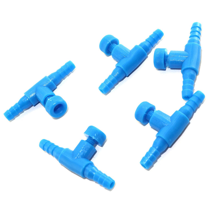 [Australia] - DGZZI T Shaped Control Valve 5PCS Aquarium 2 Way Air Line Regulator Connector for Fish Tank Pump 4mm 