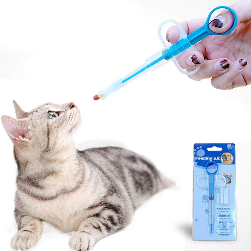 [Australia] - Emoly 2 Pack Pet Pill Dispenser, Pet Piller Gun Dog Pill Shooter Medical Feeding Tool Kit Reusable Extremely Silicone Syringes for Cats Dogs Small Animals - Blue 