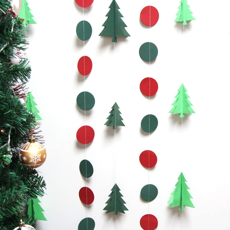 Red and Green Paper Garland Circle Dot Hanging Decorations Party Banner Streamer for Christmas Birthday Kid's Room - PawsPlanet Australia