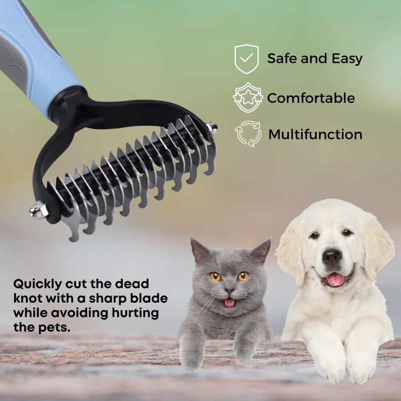 MYDAISY dog brush undercoat, dog brush long hair undercoat, cat brush long hair, dog comb, undercoat brush cat, dog brush, undercoat brush dogs, dog comb longhair L blue - PawsPlanet Australia