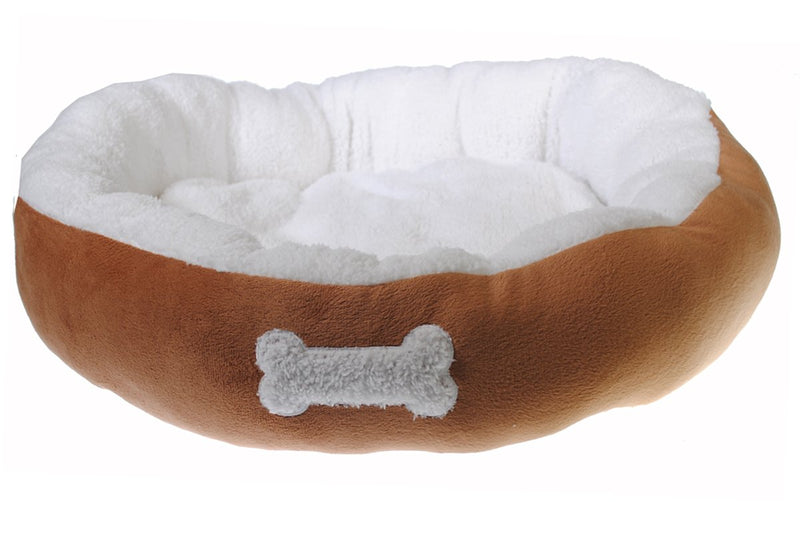 [Australia] - Shop4Omni Small - Luxury Nesting Cuddle Dog Pet Bed - Round - 10lb and Under Rich Brown 