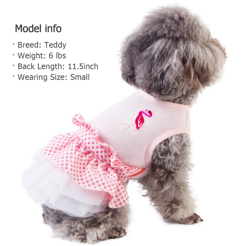 [Australia] - kyeese Dog Dress Tiered Ruffle Dog Dresses Flamingo for Small/Medium Dogs Polka Dot Dog Birthday Dress Dog Wedding Dress Formal Dress 