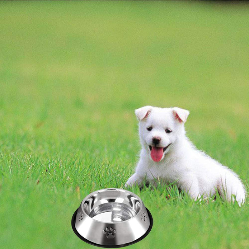 2 Stainless Steel Dog Bowls, Dog Feeding Bowls, Dog Plate Bowls With Non-slip Rubber Bases,Small Pet Feeder Bowls And Water Bowls .(S- 18 cm /7 in) S-18cm - PawsPlanet Australia