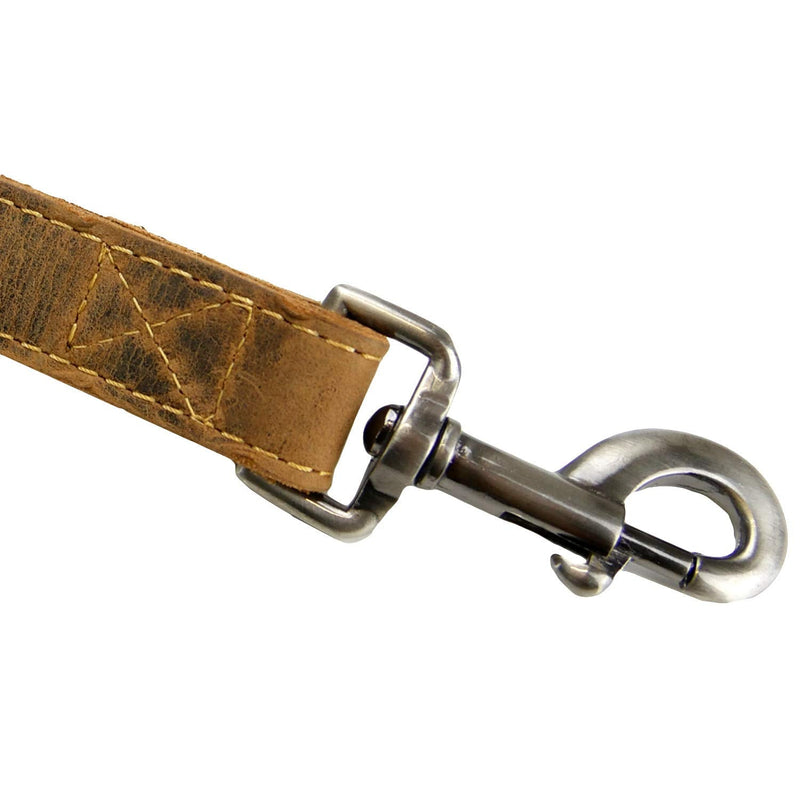 Greenburry leather leash 200cm adjustable dog leash vintage antique brown - PawsPlanet Australia