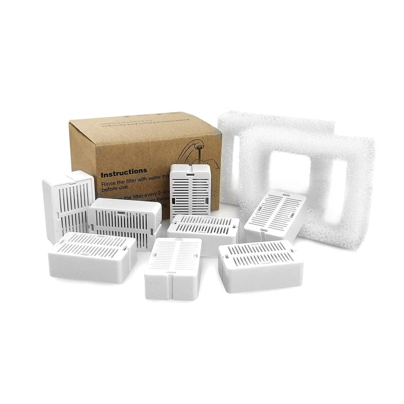 VinDox Pet Fountain Replacement Filters, 8 Cat Fountain Carbon Filters and 2 Foam Pre-Filters for Cupcake Ceramic Pet Fountain Pet Drinking Fountain Porcelain - PawsPlanet Australia