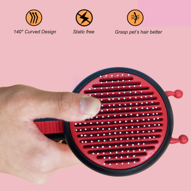 FEimaX Pet Self Cleaning Slicker Brush for Dog Cat Bee Brush for Shedding and Grooming Gently Removes Loose Undercoat, Mats and Tangled Hair Grooming Brush Tool for Dogs and Cats (Black) Black - PawsPlanet Australia