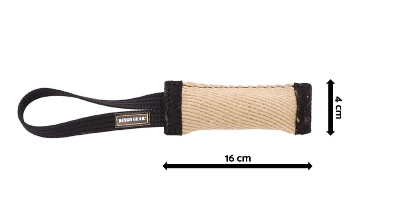 DINGO GEAR Bite Tug with 1 Handle Reinforced for Dog Training and Fun 16 x 4 cm, Jute 1 holder 16x4 cm - PawsPlanet Australia