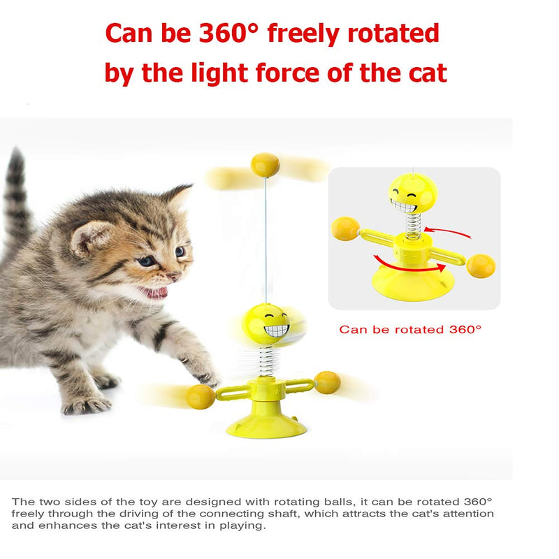 LINKE Interactive Cat Toys 4 in 1 Creative Cat Teaser Feather Toy 360° Roatating with Wall Mount Spring Training Toy (Yellow) (Yellow) Yellow - PawsPlanet Australia