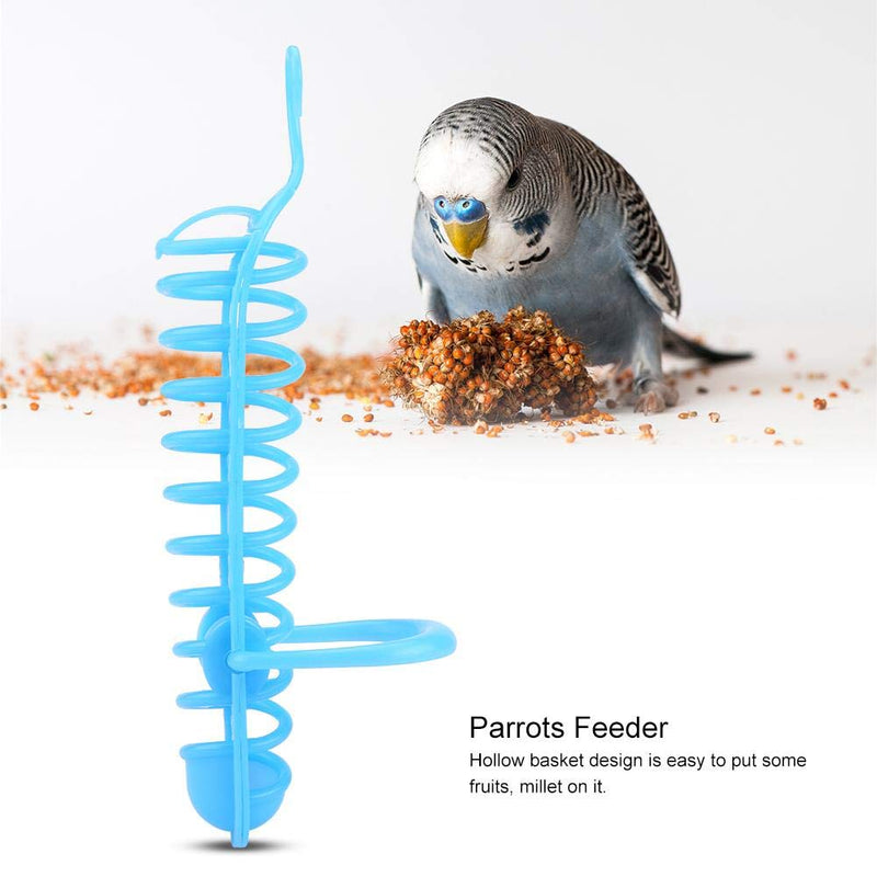 Parrots Feeder Basket Plastic Food Fruit Feeding Perch Stand Holder Hanging Hook for Pet Bird Supplies Fruit Vegetable Millet Container(Blue) - PawsPlanet Australia