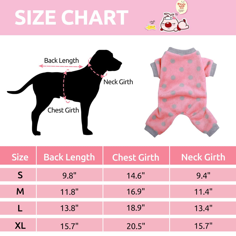 LETSQK Dog Pajamas Flannel Dog Onesie Comfy Velvet Winter Pajamas Coat Jumpsuit for Small Dogs and Puppies Pink - PawsPlanet Australia