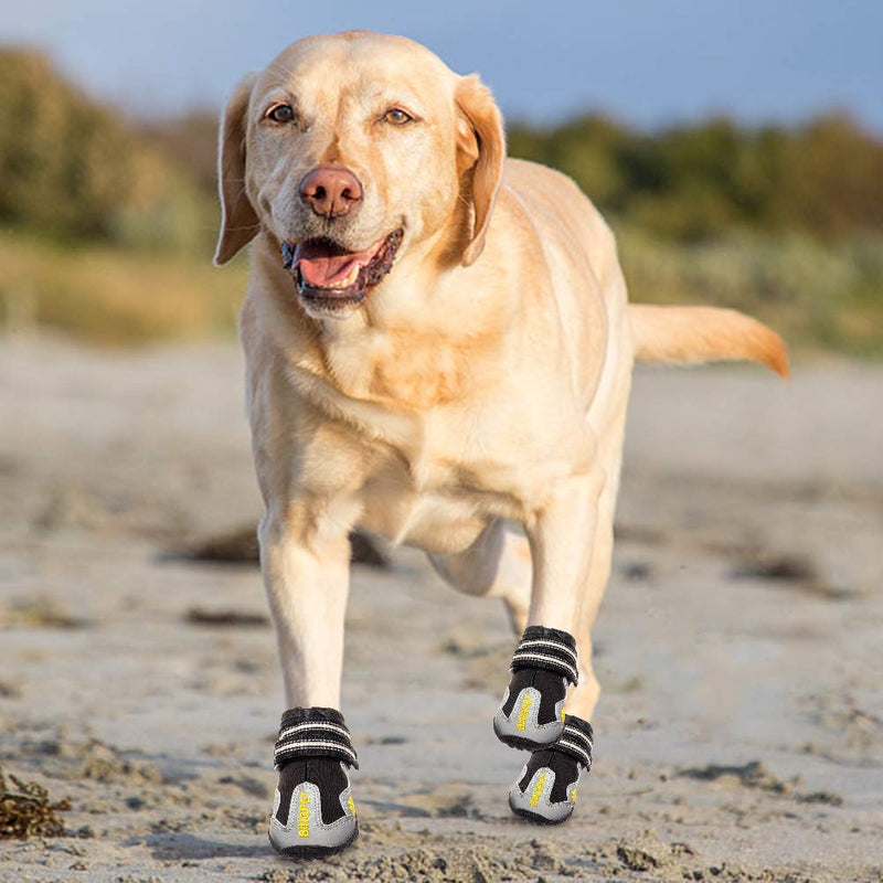 [Australia] - BINGPET Dog Boots Waterproof Shoes for Medium to Large Dogs Anti-Slip Paw Protectors with Adjustable Reflective Straps 4 Pcs 7: 3.1"x 2.8" 