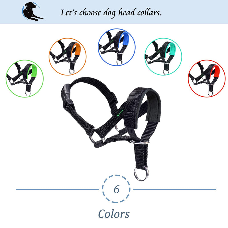 ILEPARK dog halter with padded fabric, halter collar for dogs, adjustable and pulling prevention. (M,Black) M Black - PawsPlanet Australia