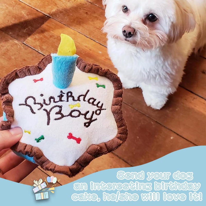 Dog Birthday Bandana - Pet Birthday Cake Plush Squeaky Toys for Dogs Interesting Dog Birthday Toy Pet Birthday Party Supplies - PawsPlanet Australia