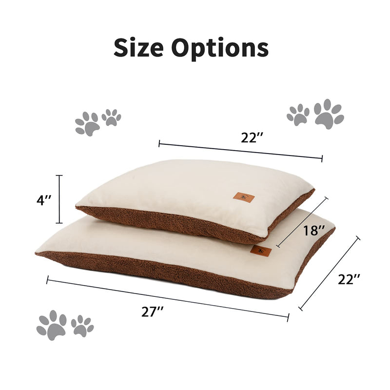 PEOPLE&PETS 22inch Dog & Cat Bed Reversible Mat, Soft Pet Sleeping Mattress, Washable Crate Pad Mat, with Removable Cover in Brown/Beige 22" x 18" - PawsPlanet Australia