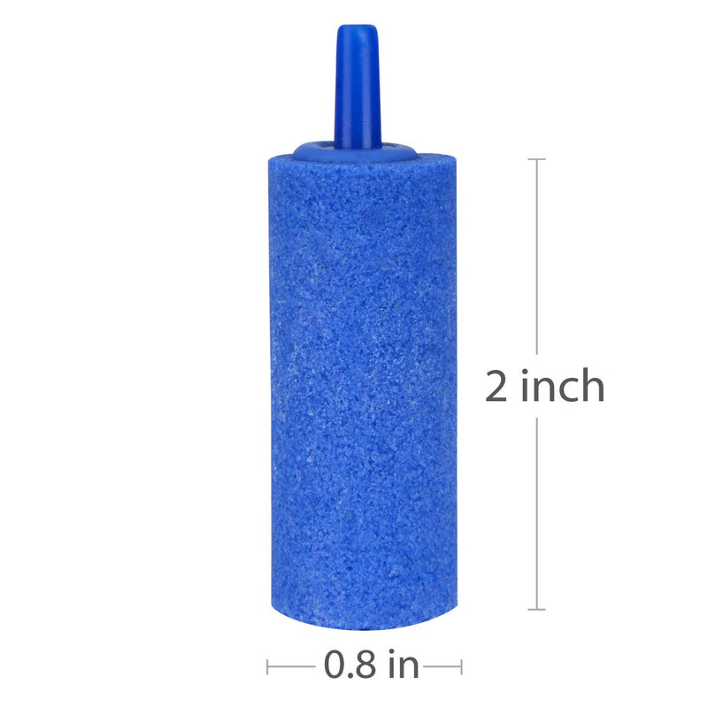 [Australia] - Pawfly 2 Inch Air Stones Cylinder 6 PCS Bubble Diffuser Airstones for Aquarium Fish Tank Pump Blue 