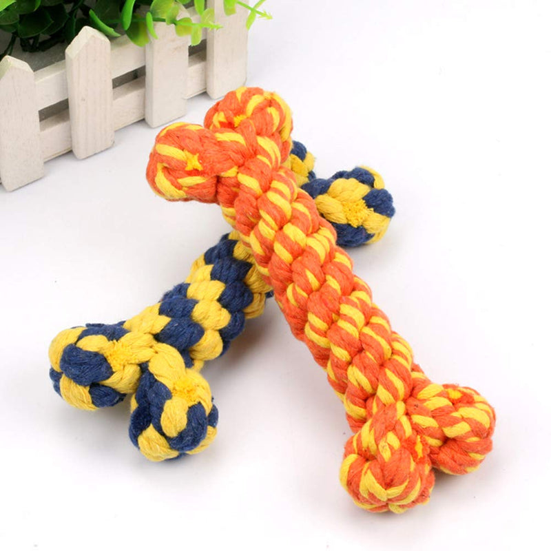 2PCS Dog Rope Toy Puppies Chew Natural Cotton Rope Toys To Avoid The Puppies' Boredom and Anxiety, Tooth Training/Cleaning Toy Dog Birthday Gift Set blue&orange - PawsPlanet Australia