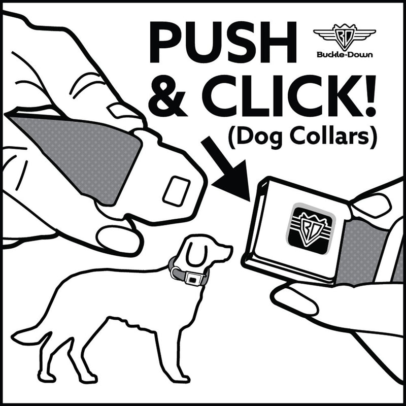 [Australia] - Buckle-Down Seatbelt Buckle Dog Collar - Hearts Black/Multi Color 1.5" Wide - Fits 18-32" Neck - Large 