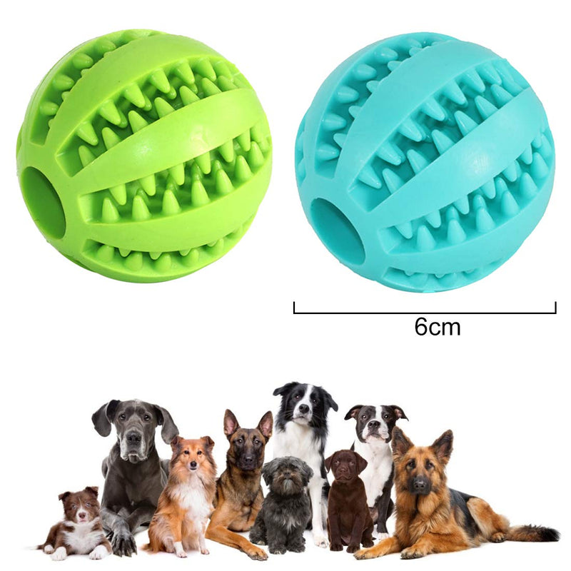 Dog Treat Toys Balls 2 Pack Dog Ball Toys Nontoxic Bite Resistant Toy Ball Puppy Chew Toys Dog Exercise Games Toys Balls IQ Training Balls for Small-Medium Dog Cat (Large 2.37 inch) (Green+ Blue) - PawsPlanet Australia