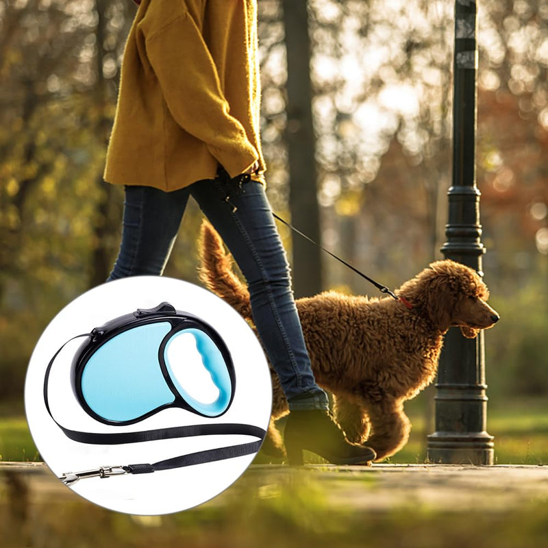 TRKETK Retractable Dog Lead, 5m Tangle-Free Extendable Dog Lead with Anti-Slip Handle Anti-Theft Dog Leads with Dog Collar for Small to Medium Dogs (Blue) - PawsPlanet Australia