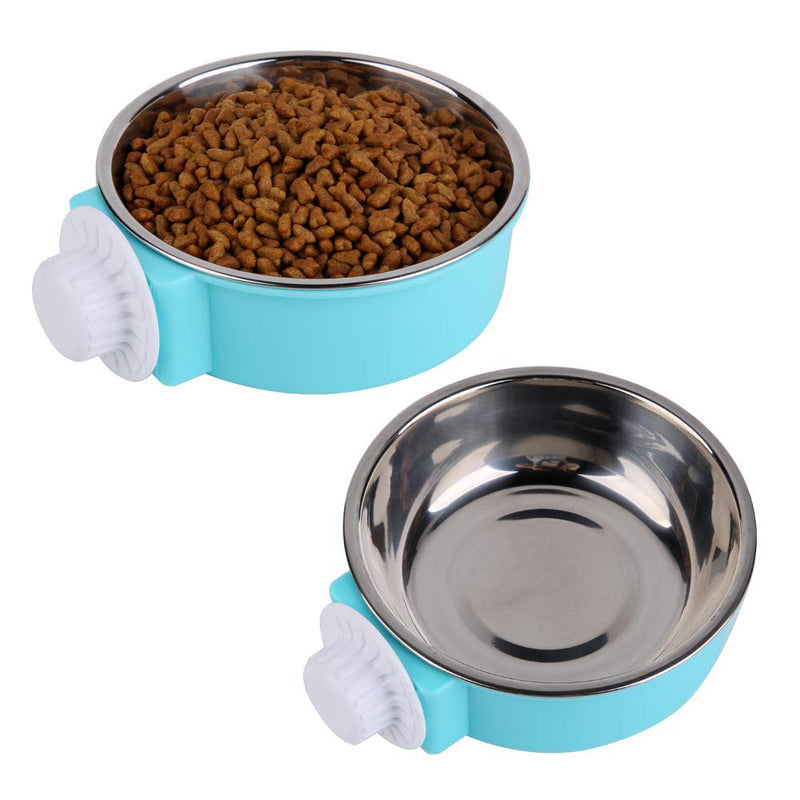 UPSCOOL Crate Dog Bowl, Removable Stainless Steel Hanging Pet Cage Bowl Food & Water Feeder Coop Cup for Cat, Puppy, Birds, Rats, Guinea Pigs,14oz Blue - PawsPlanet Australia