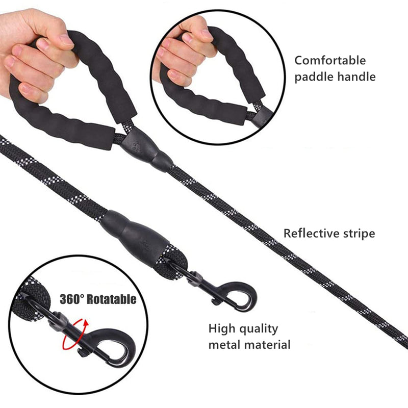 Premium dog leash, 2M/3M strong dog training leash with comfortable padded handle, reflective strips and durable metal clasp for medium and large dogs of all sizes (3m) 3m - PawsPlanet Australia