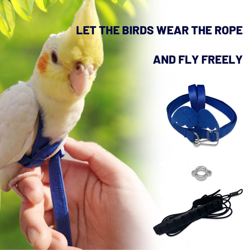 2 metre long adjustable parrot training rope, bird harness for outdoor activities, elastic strap training rope, with 1 bird foot ring. - PawsPlanet Australia