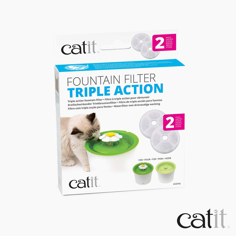 Catit Triple Action Cat Water Fountain Filters, Replacement Water Filters 2-Pack - PawsPlanet Australia