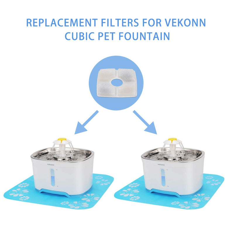 [Australia] - Vekonn Elliptical Cat Water Fountain Filter, 6 Filters Pack for Stainless Steel Top Elliptical Pet Fountain, 4 Carbon Filters and 2 Sponge Filters 