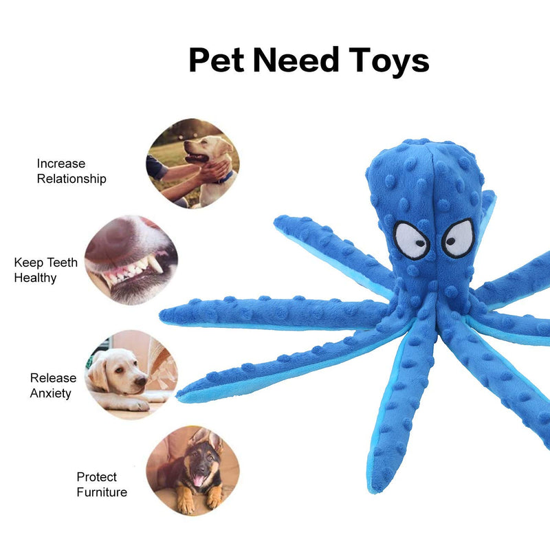 CPYOSN Octopus Dog Squeaky Toy, No Stuffing Crinkle Plush Dog Toy for Puppies, Durable Interactive Dog Chew Toy for Small and Medium Dogs (Purple+Blue) Purple+Blue - PawsPlanet Australia
