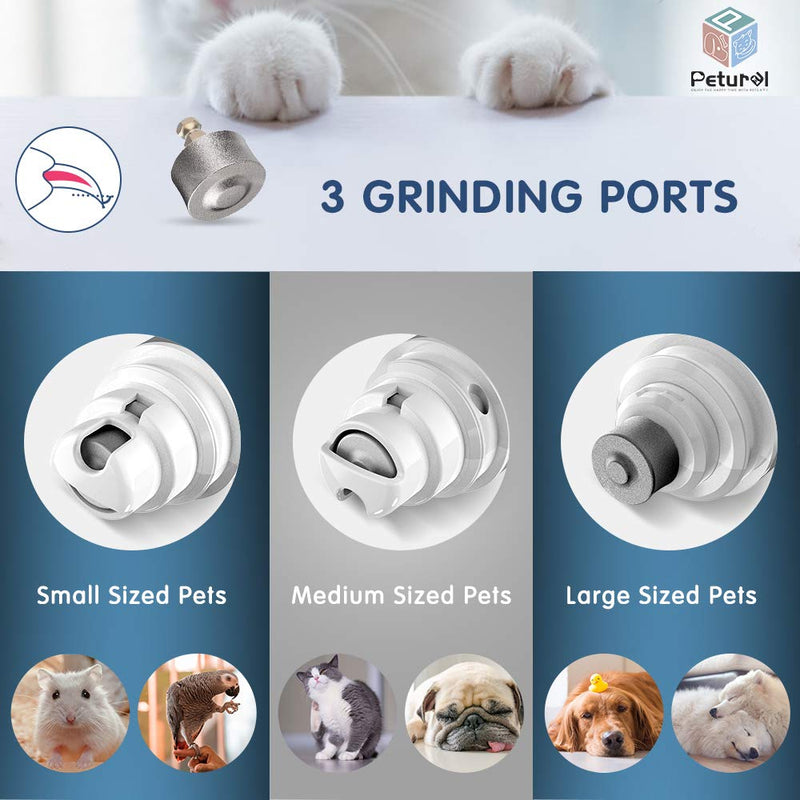 [Australia] - Petural Pet Nail Grinder Stepless Speed - Professional and Electric Dog Nail Grinder Trimming Smoothing for Small, Medium Dogs and Cats - Comfortable and Noiseless with 20h Working Time 