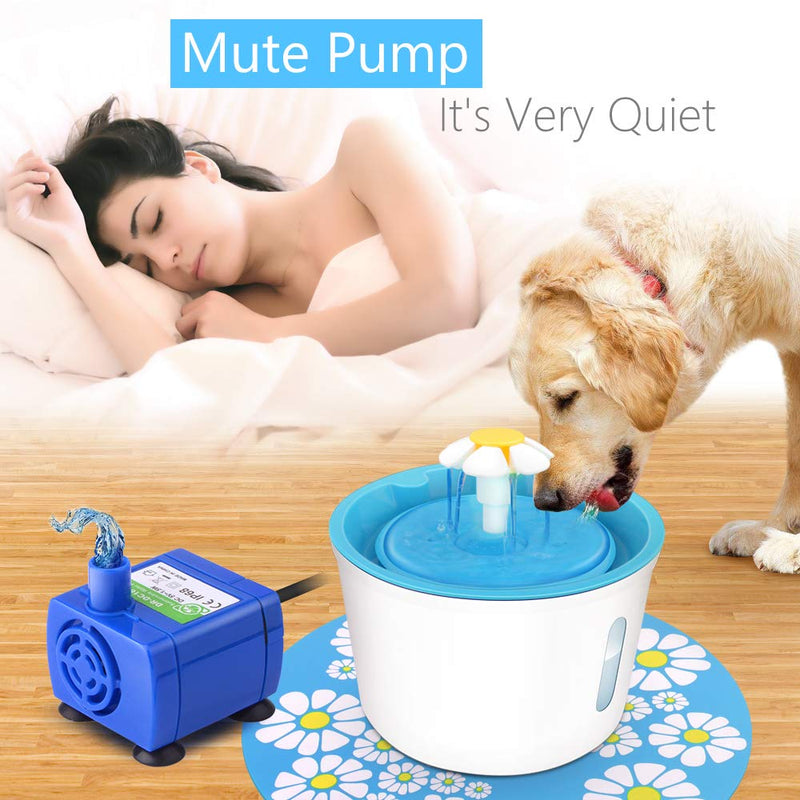 Cat Fountain Pump, Replacement Pump for Flower Cat Fountain 1.6L/2.4L/2.5L, Ultra Quiet Electric USB Water Pump DC 1.5W Low Power Consumption Cat Water Fountain Pump 6ft Power Cable+USB Adapter - PawsPlanet Australia