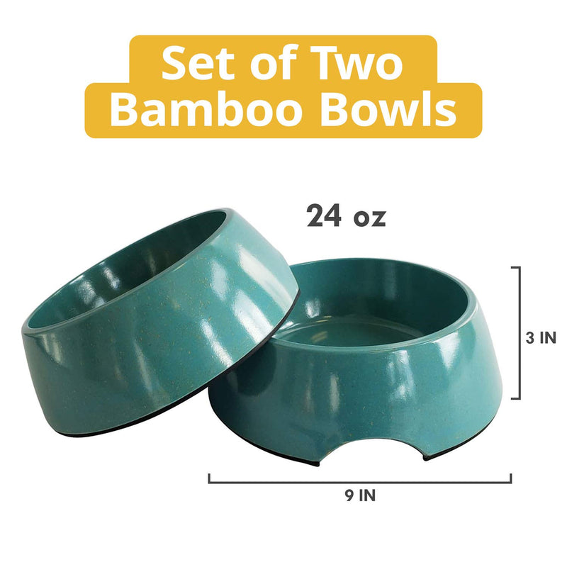 [Australia] - American Pet Supplies Dog Bowls, Set of 2 Bamboo Bowls for Puppies and Dogs, 24 oz Pacific Blue 