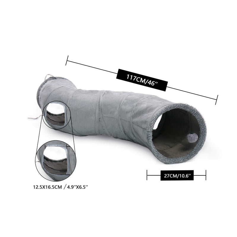 Ohana Beautiful Foldable Cat Tunnel Cat Toy with Ball Rustling Tunnel for Cats Puppies Rabbits or Small Animals Gray Shape S - PawsPlanet Australia
