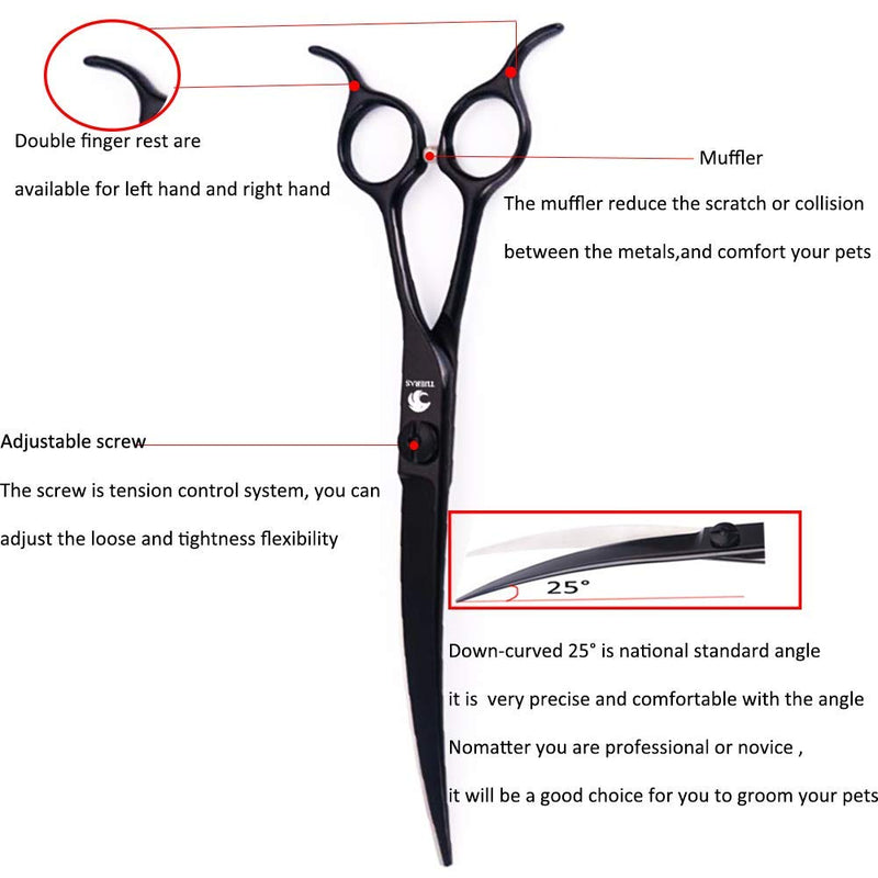 [Australia] - TIJERAS 7inch Pet Grooming Scissor Curved Dogs Grooming Shears Professional Grooming Scissors for Dogs and Cats Pets Hair Cutting Scissors Curved Shears 440C Japanese Stainless Steel Blade 