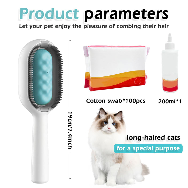 Pet Hair Removal Comb with Water Tank, Sporgo 4-in-1 Universal Cleaning Brush for Pet Hair with Wet Wipes, Multifunctional Cat Hair Brush Dog Brush for Massage (Long Hair/Blue) Long Hair/Blue - PawsPlanet Australia