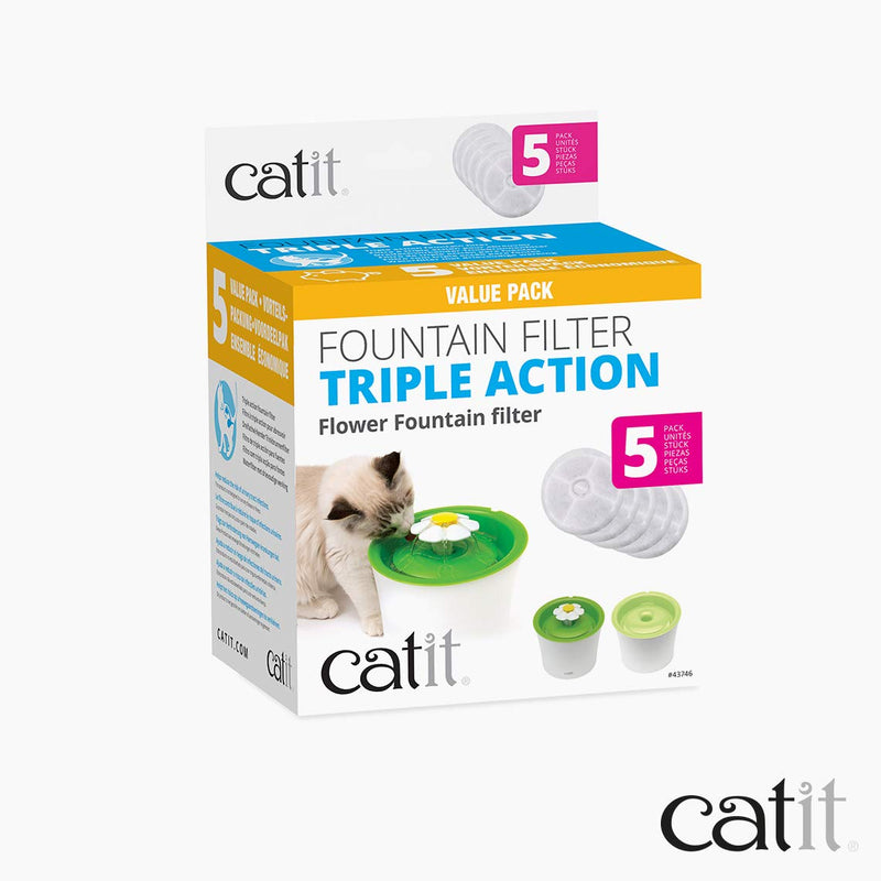 [Australia] - Catit Triple Action Cat Water Fountain Filter 5 Pack 