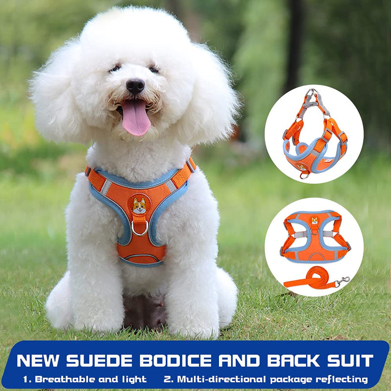 New Reflective Dog Harness for Small Dogs,Soft Suede Puppy Harness and Leash Set,Escape Proof Small Dog and Cat Harness,Step-in Dog Vest Harness for Extra Small,Medium Dogs,Breathable Dog Rope S - PawsPlanet Australia