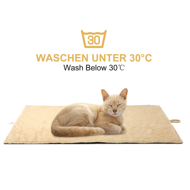 Toozey Self-Heating Blanket for Cats and Dogs, Size 68 x 48 cm / 90 x 65 cm / 120 x 80 cm Heat Mat for Pets, Cat Blanket Creamy Yellow S: 68cm×48cm - PawsPlanet Australia