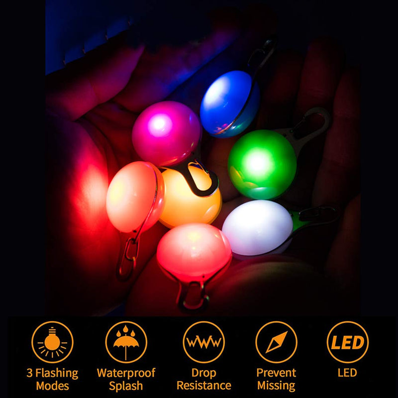 YMCCOOL Cat Dog led light collar, pet lights for collars,6 Pack Waterproof led Lights for Collars Keychain Light,Safety Pet Light for Night Walking with 3 Flashing Modes (6 Extra Batteries) Colorful 6 - PawsPlanet Australia