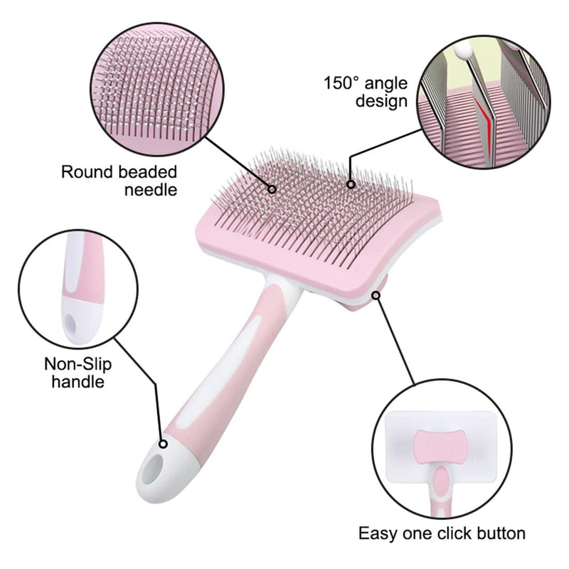Cat brush, short hair cat brush, dog hair brush, fur brush for cats, with cleaning button for pets, short cat brush. (green) Green - PawsPlanet Australia