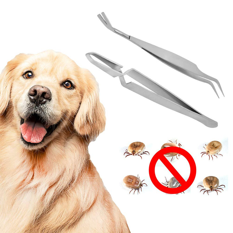 FOROREH 2Pcs Tick Removal Tool Set, Stainless Steel Tick Remover for Dogs Cats Pets People, Professional Fleas Ticks Remover Kit with Storage Box - PawsPlanet Australia