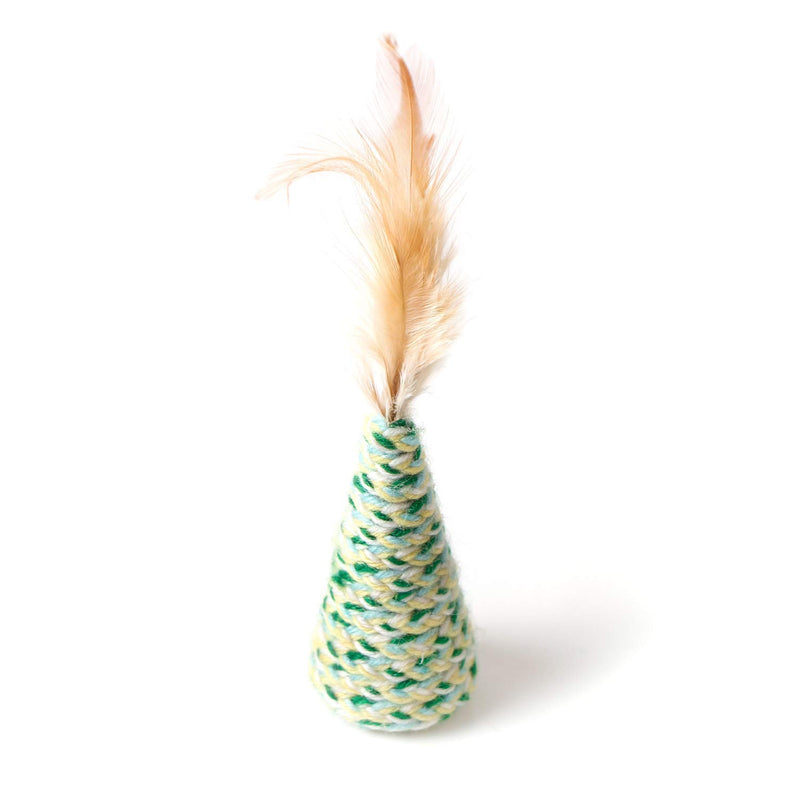 PETS EMPIRE Cat Wool Toys Pet Cone Feather Toy Funny Cat Chasing Interactive Toy Scratch-Resistant Pet Entertainment 1 Piece 7.5 * 3.8cm (Excluding feather yarn length) (Multi Green) Multi Green - PawsPlanet Australia